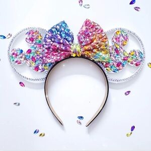 Rainbow Mickey rhinestone ears. Minnie rhinestone ears.